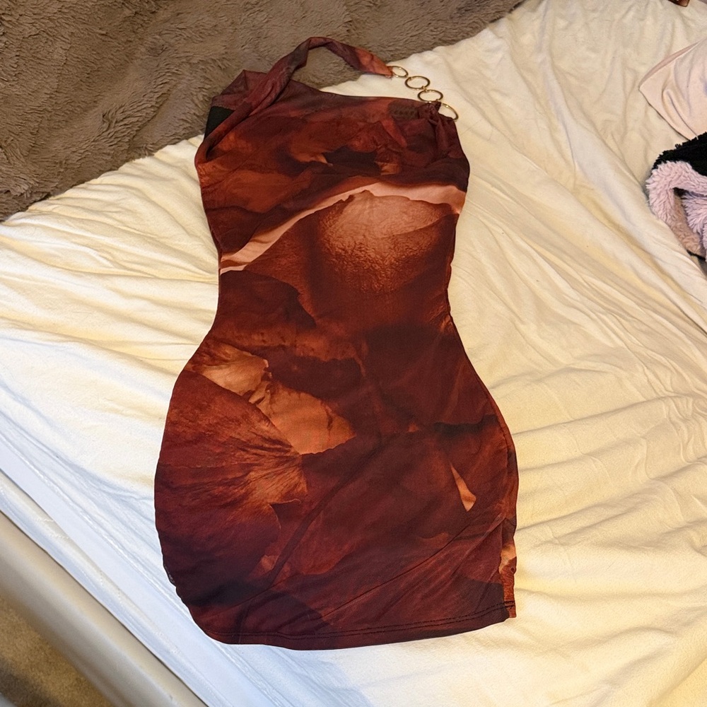 Windsor One Shoulder Brown Dress